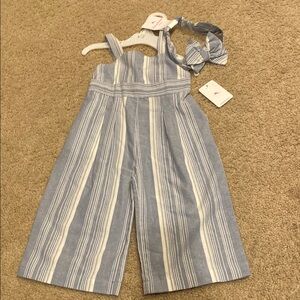 Tommy Bahama Blue and White Striped Jumpsuit with High Waist